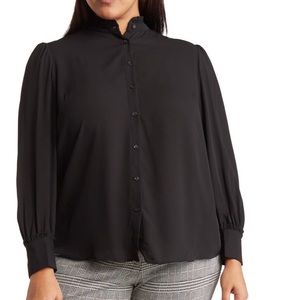 Women’s T Tahari Plus Size Ruffle Trim Long Sleeve Blouse